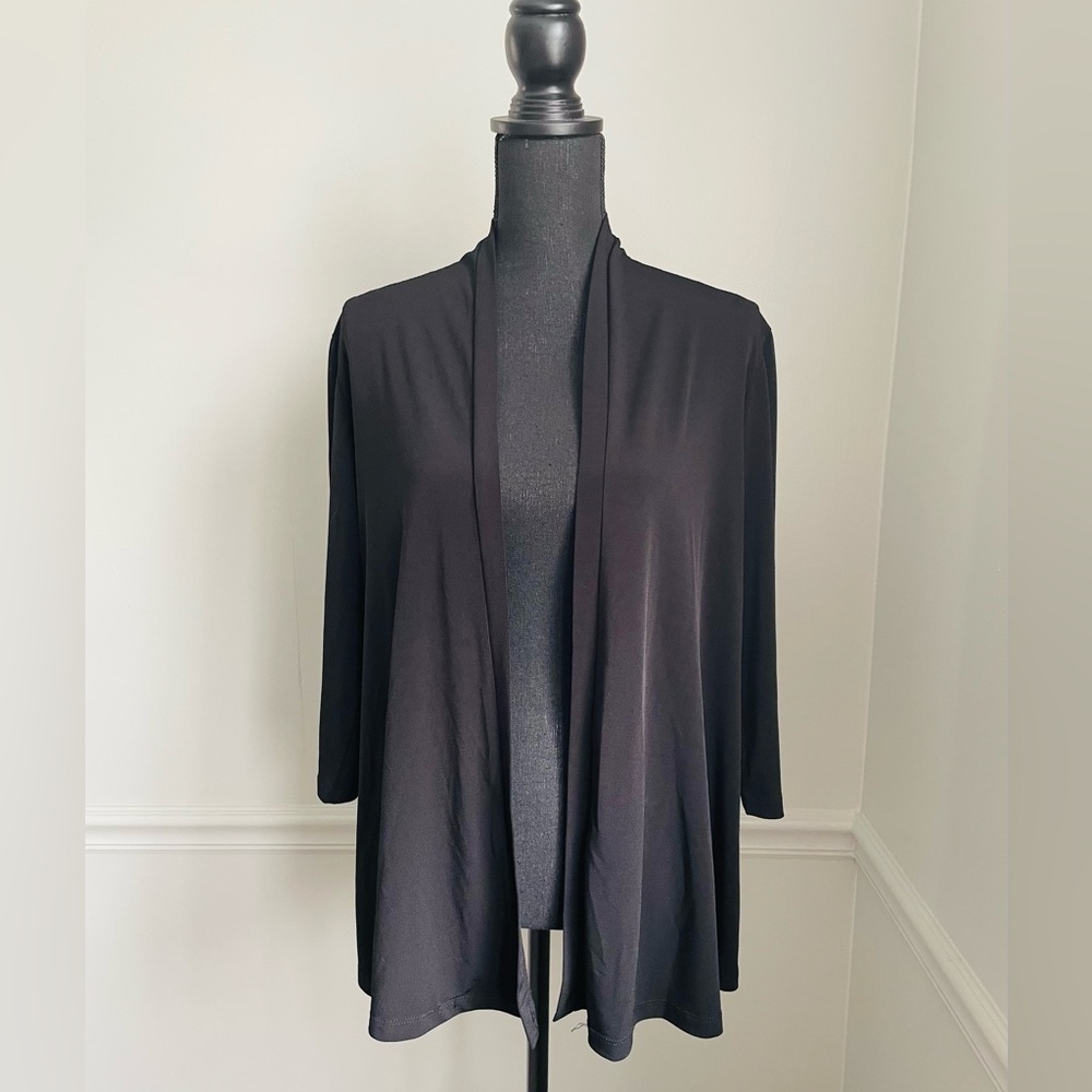 Susan Graver Black Open Front Jacket Blazer Size XS